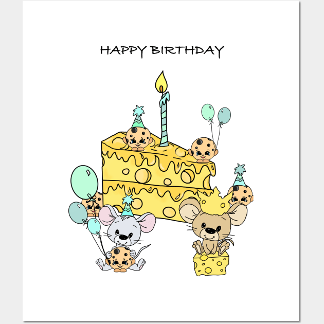 Mouse and cookies birthday design Wall Art by Carries Design 